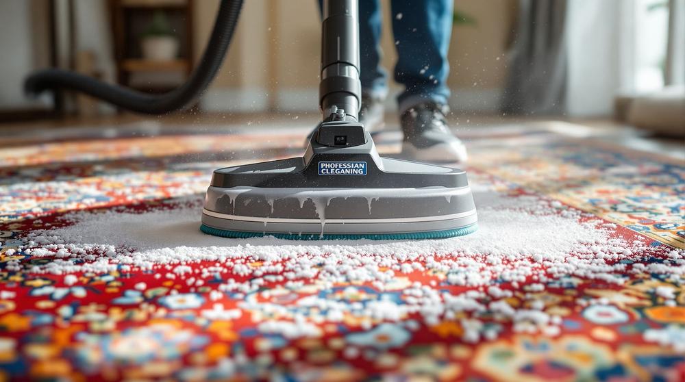Profesyonel halı yıkama makinesi çalışırken